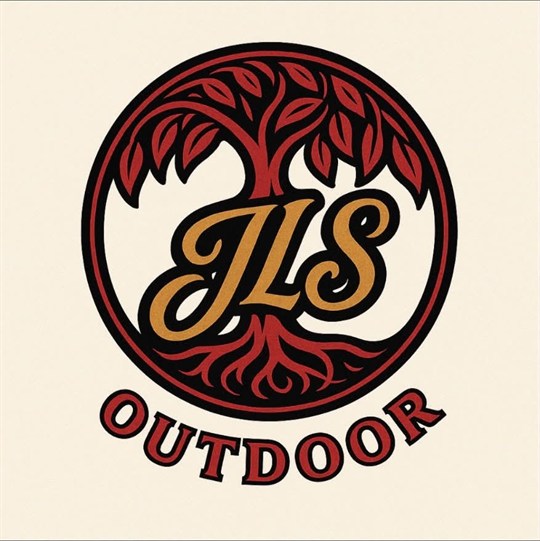JLS Outdoor Service LLC logo — red tree of life with gold JLS lettering